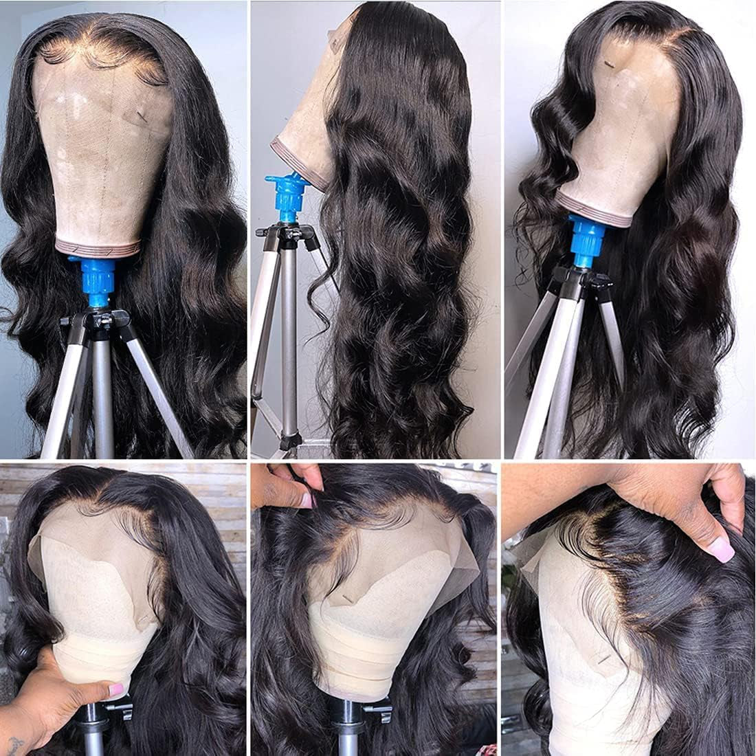 28 Inch 13X6 Lace Front Body Wave Wigs Human Hair Brazilian Pre Plucked 200 Density HD Lace Frontal Wig with Baby Hair Body Wave Glueless Wigs for Women Natural Color
