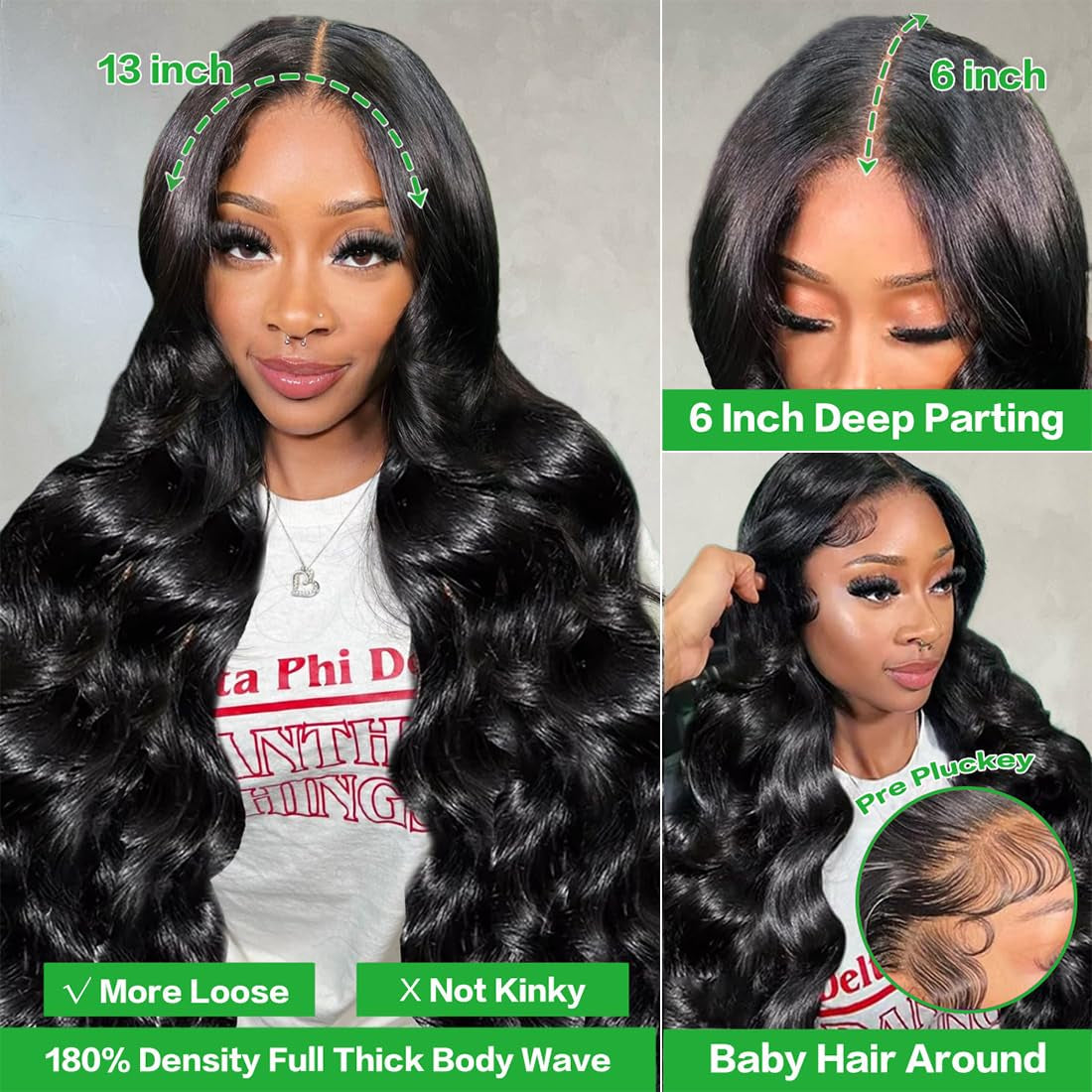 28 Inch 13X6 Lace Front Body Wave Wigs Human Hair Brazilian Pre Plucked 200 Density HD Lace Frontal Wig with Baby Hair Body Wave Glueless Wigs for Women Natural Color