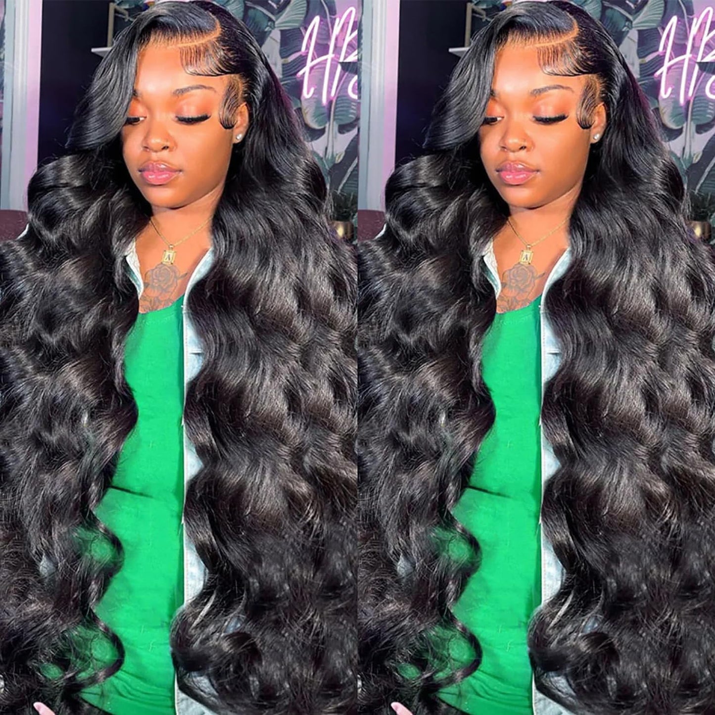 28 Inch 13X6 Lace Front Body Wave Wigs Human Hair Brazilian Pre Plucked 200 Density HD Lace Frontal Wig with Baby Hair Body Wave Glueless Wigs for Women Natural Color